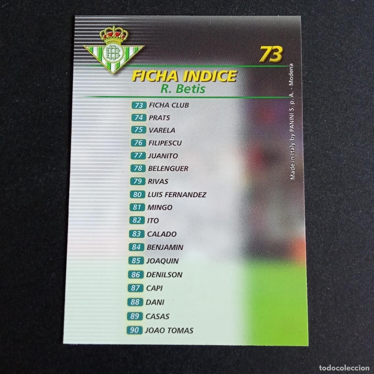 Cromos de f&uacute;tbol: 73 INDICE BETIS LIGA 2002 2003 02 03 MEGAFICHAS PANINI
