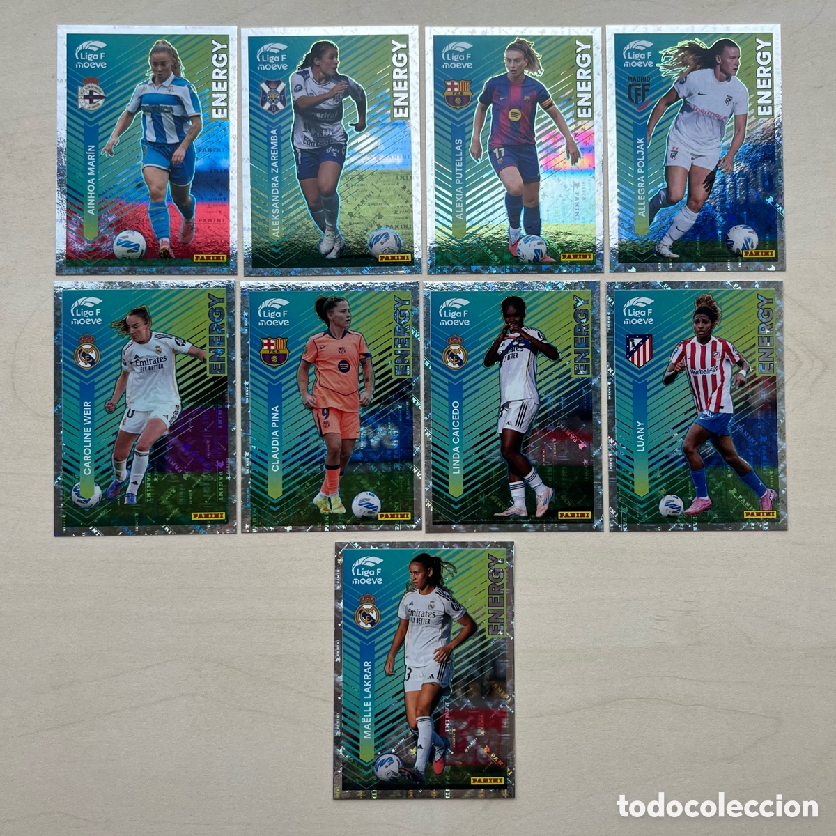 Cromos de f&uacute;tbol: Lote 9 cromos Energy Liga F 2025-26