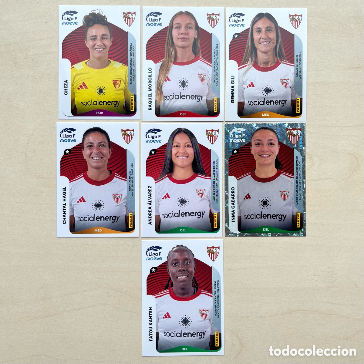 Cromos de f&uacute;tbol: Lote 7 cromos Sevilla Liga F 2025-26