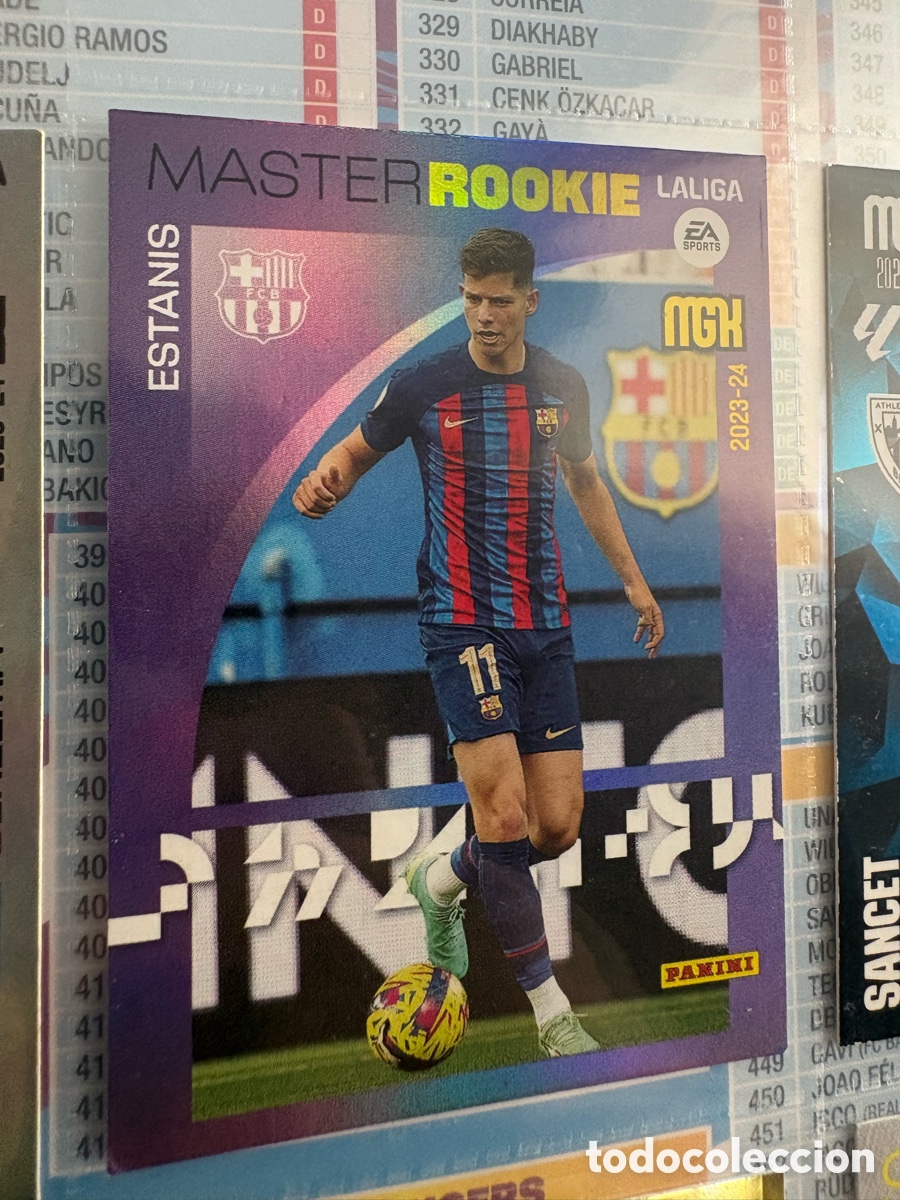 Cromos de f&uacute;tbol: 417 Estanis Pedrola, FC Barcelona, Master Rookie, Panini Megacracks 2023 2024 23 24