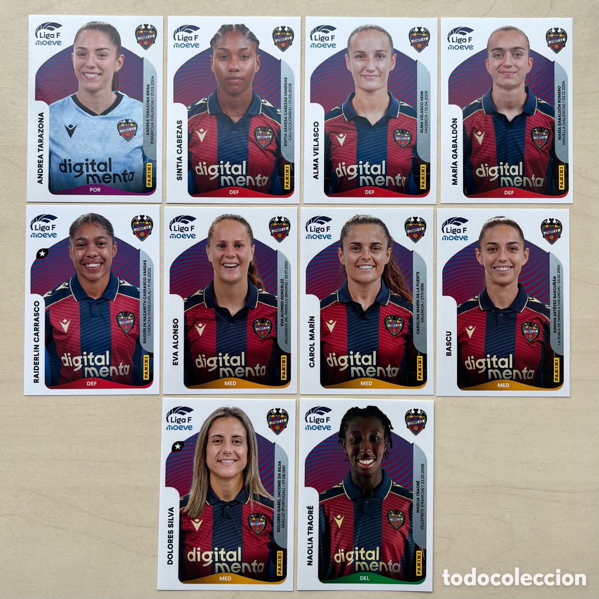 Cromos de f&uacute;tbol: Lote 10 cromos Levante Liga F 2025-26
