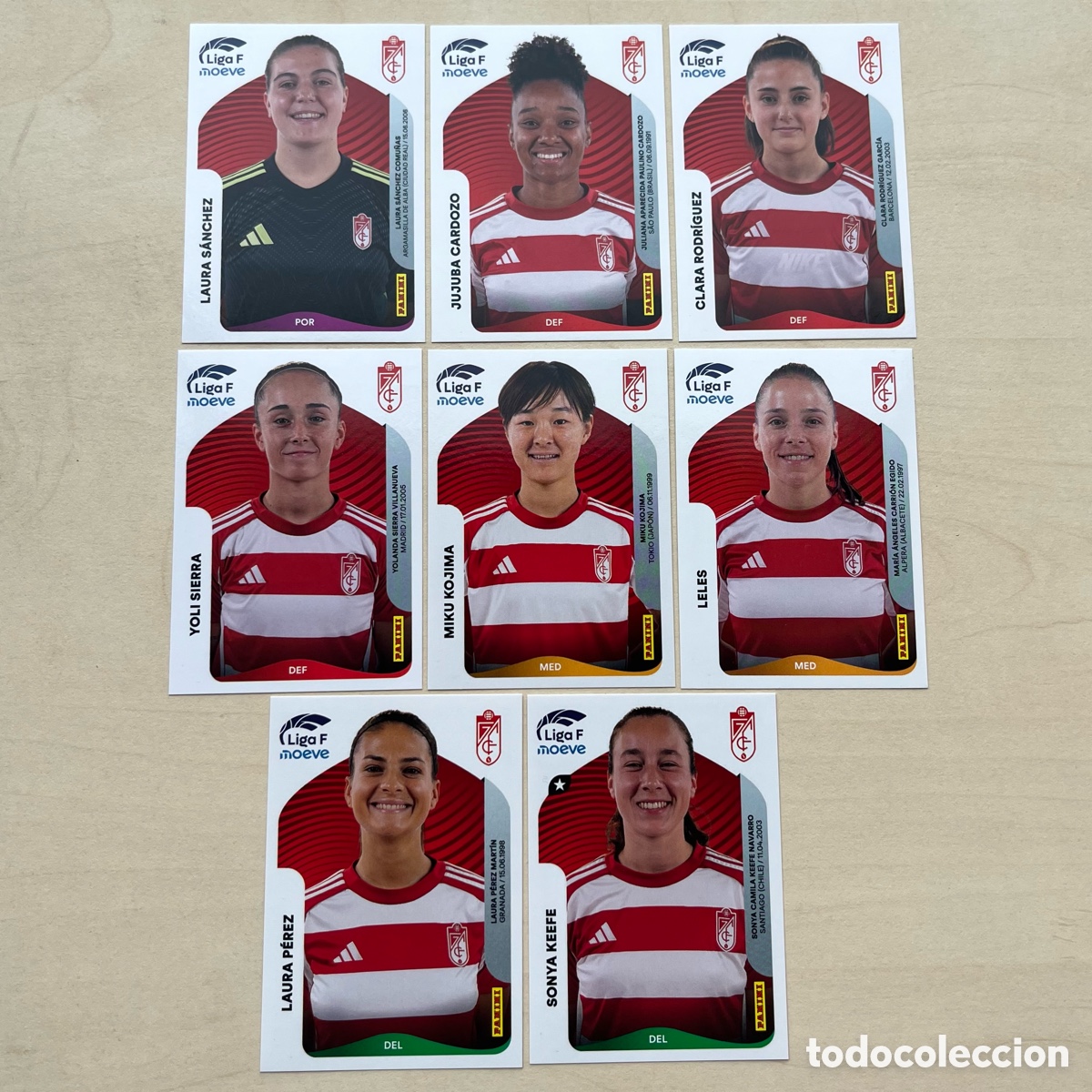 Cromos de f&uacute;tbol: Lote 8 cromos Granada Liga F 2025-26