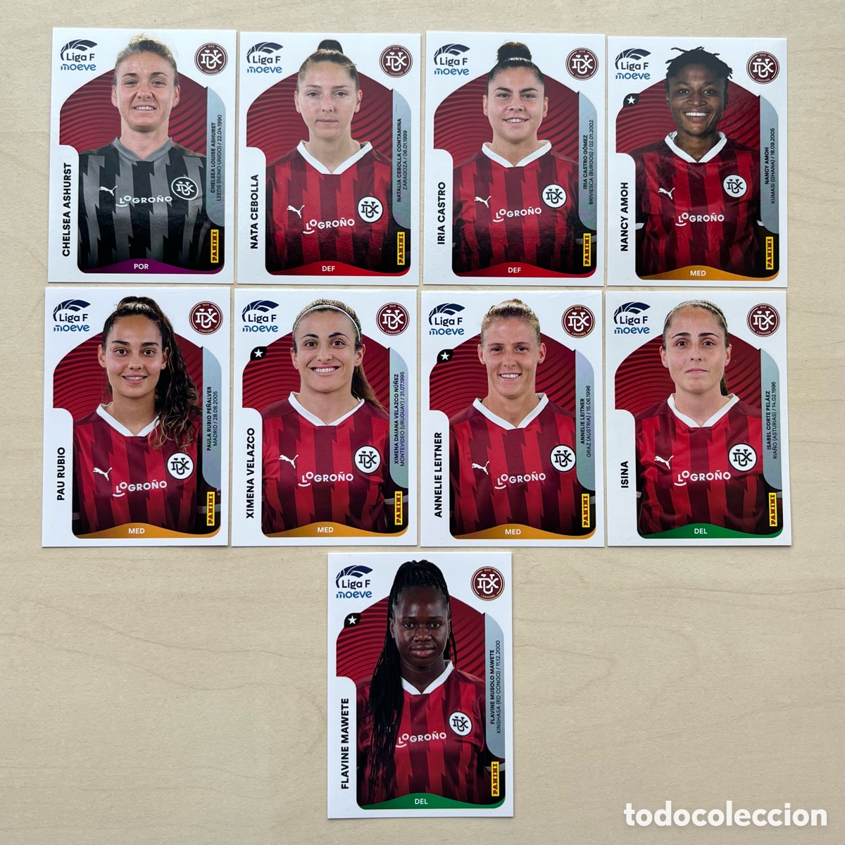 Cromos de f&uacute;tbol: Lote 9 cromos Dux Liga F 2025-26