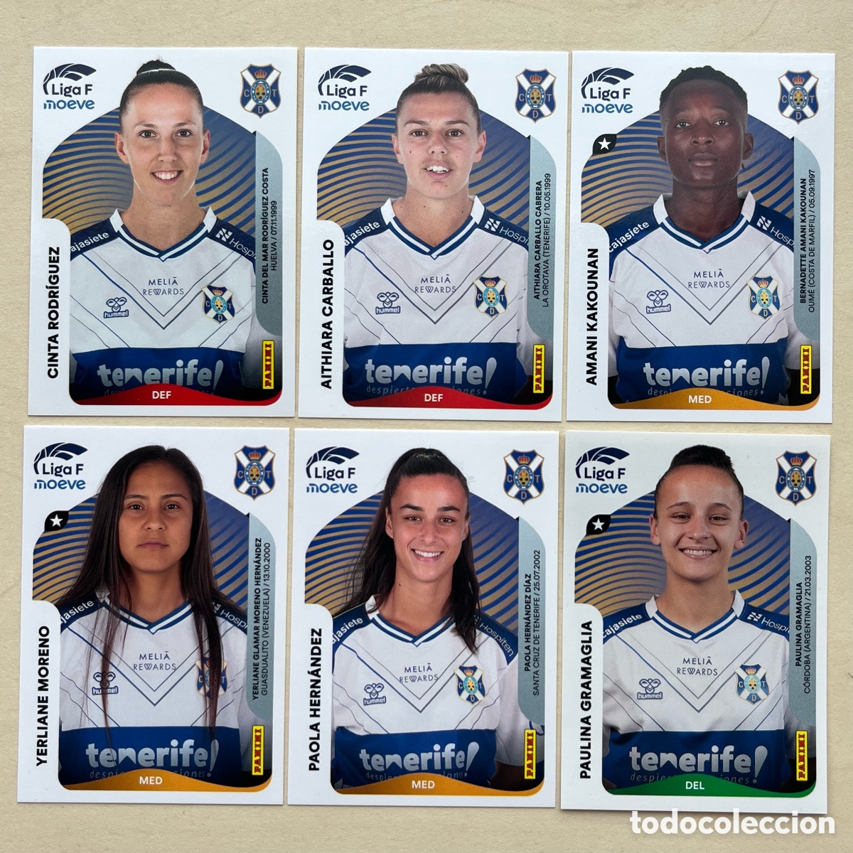 Cartes &agrave; collectionner de Football: Lote 6 cromos Tenerife Liga F 2025-26