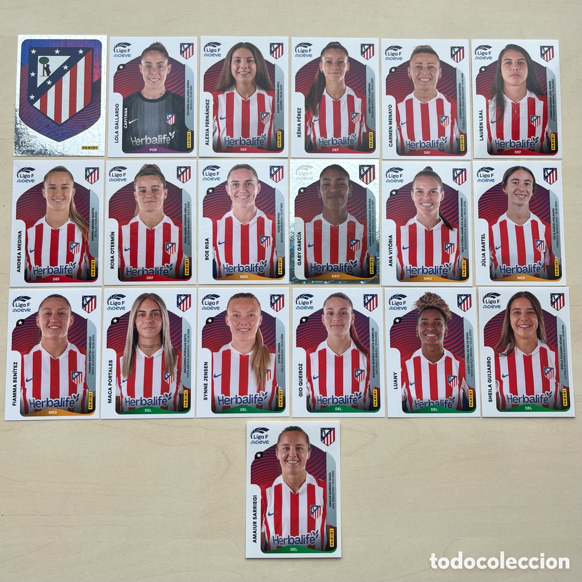 Football Stickers: Lote 19 cromos Atl&eacute;tico de Madrid Liga F 2025-26