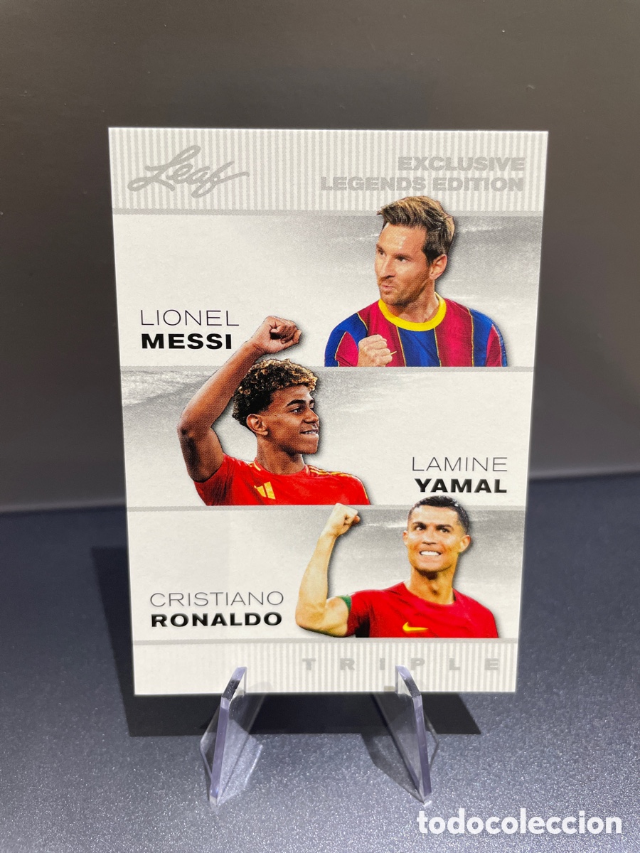 Cromos de f&uacute;tbol: Messi Yamal Cristiano Ronaldo ELE-19 Triple Leaf 2025