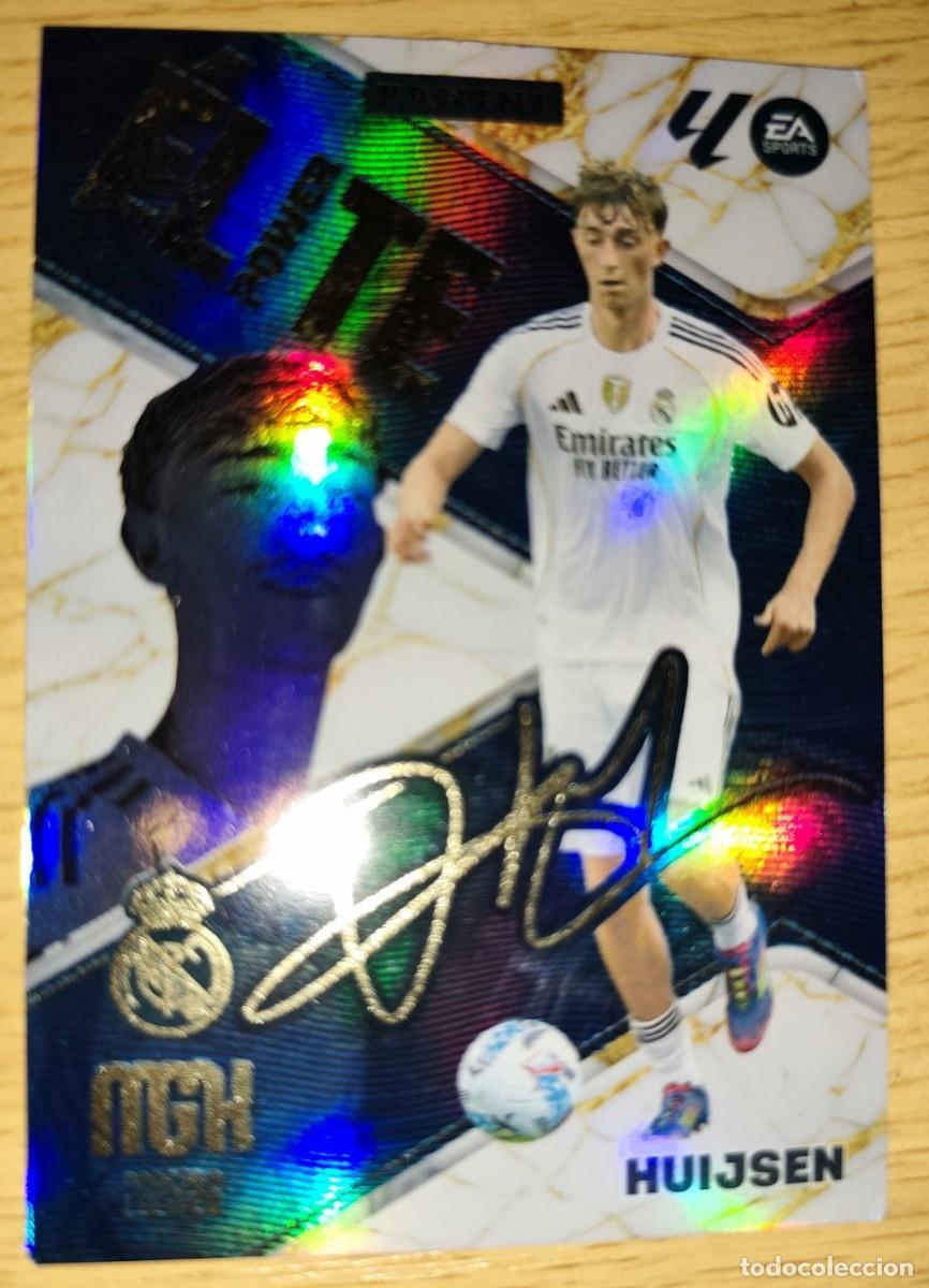 Cromos de f&uacute;tbol: CARD FOOTBALL MEGACRACKS MGK 2025 2026 PANINI 505 HUIJSEN REAL MADRID NUEVO ELITE POWER FIRMADO