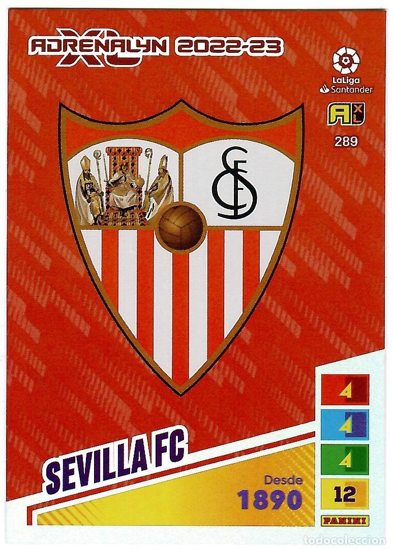 Cromos de f&uacute;tbol: Escudo Sevilla, n&ordm; 289: Cromo del album de futbol Adrenalyn 2022-23