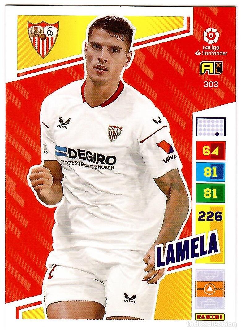 Cromos de f&uacute;tbol: Lamela (Sevilla), n&ordm; 303: Cromo del album de futbol Adrenalyn 2022-23