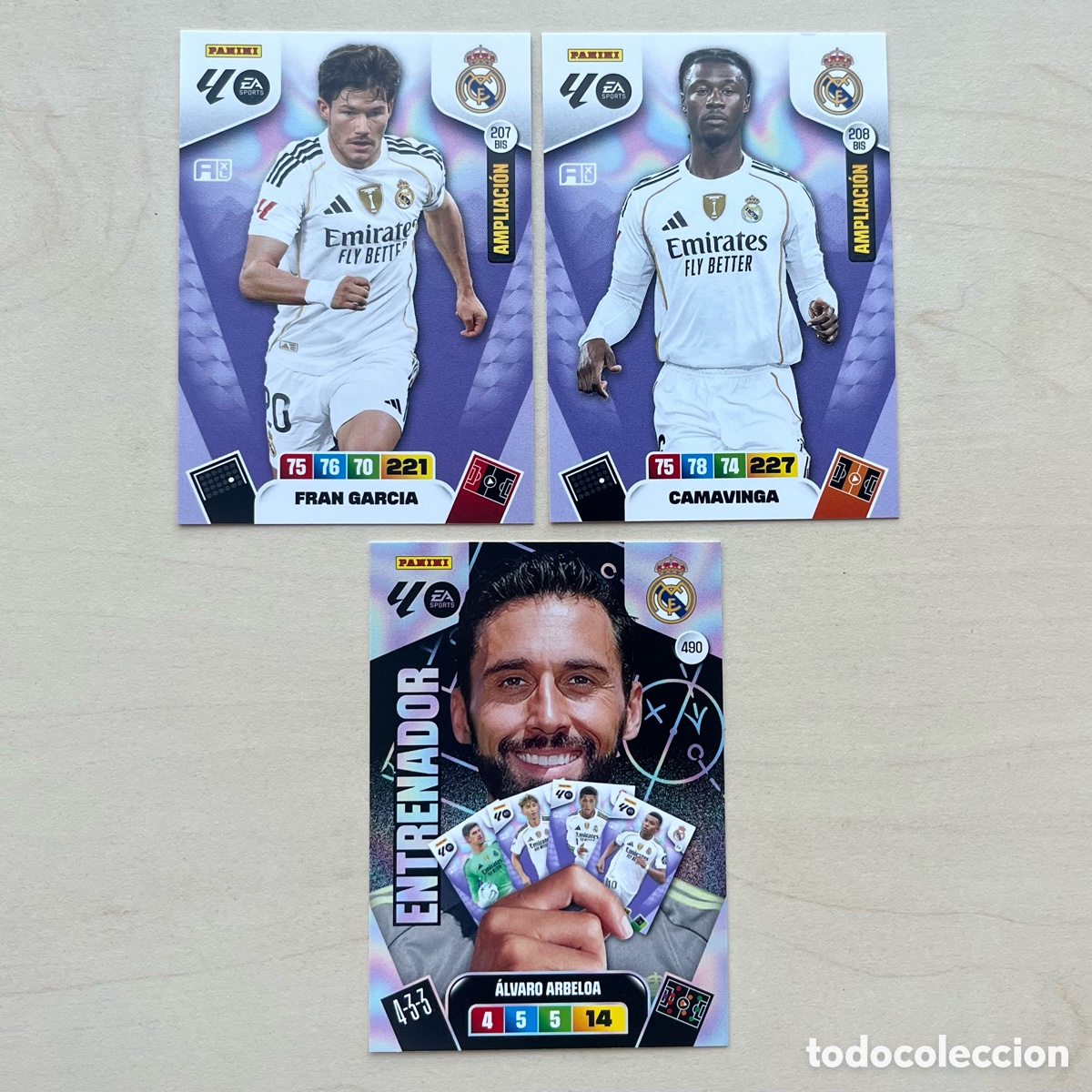 Cromos de f&uacute;tbol: Lote 3 cartas Actualizaci&oacute;n Real Madrid Adrenalyn XL 2025-26