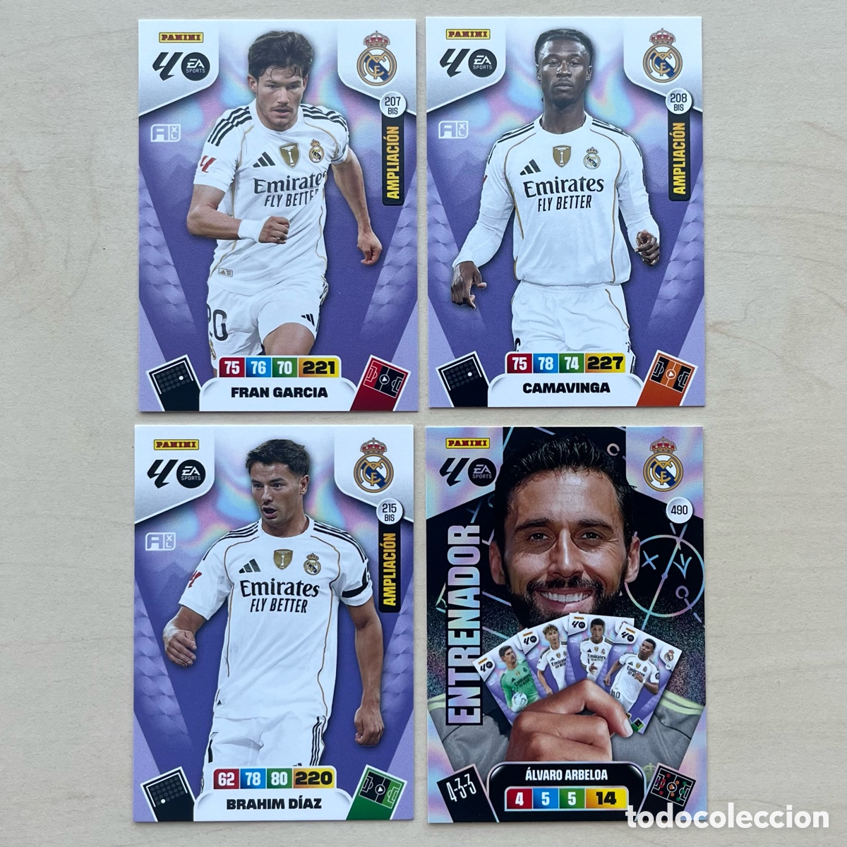 Cromos de f&uacute;tbol: Lote 4 cartas Actualizaci&oacute;n Real Madrid 2025-26