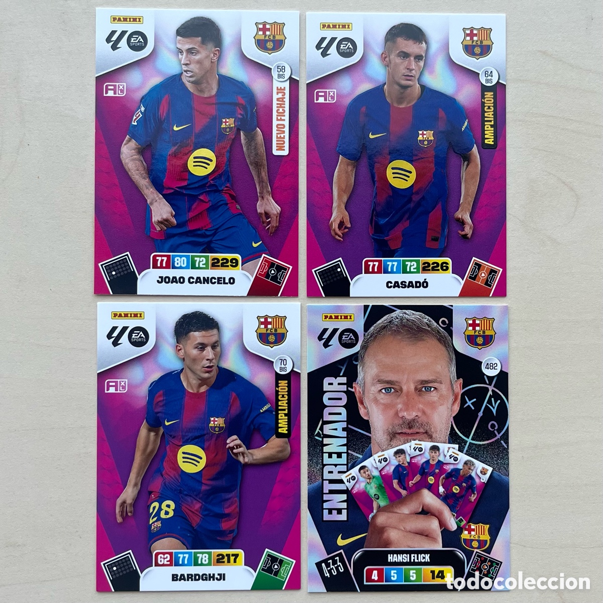 Cromos de f&uacute;tbol: Lote 4 cartas Actualizaci&oacute;n FC Barcelona Adrenalyn XL 2025-26