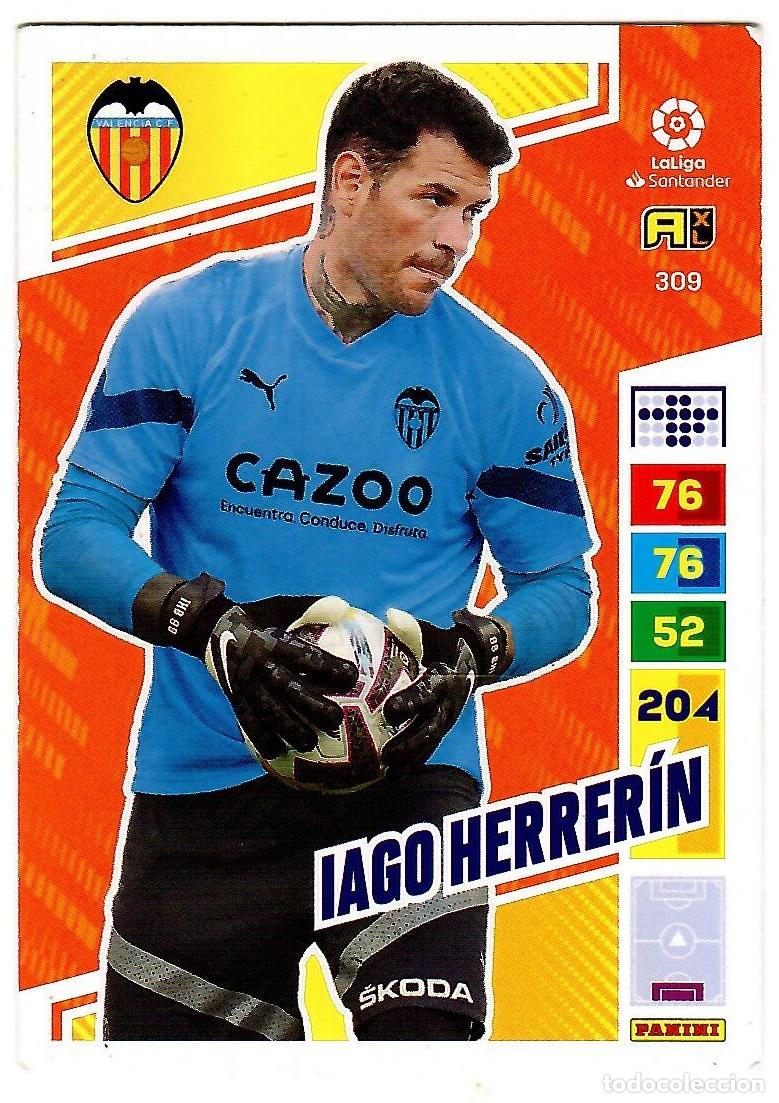 Cromos de f&uacute;tbol: Iago Herrerin (Valencia), n&ordm; 309: Cromo del album de futbol Adrenalyn 2022-23