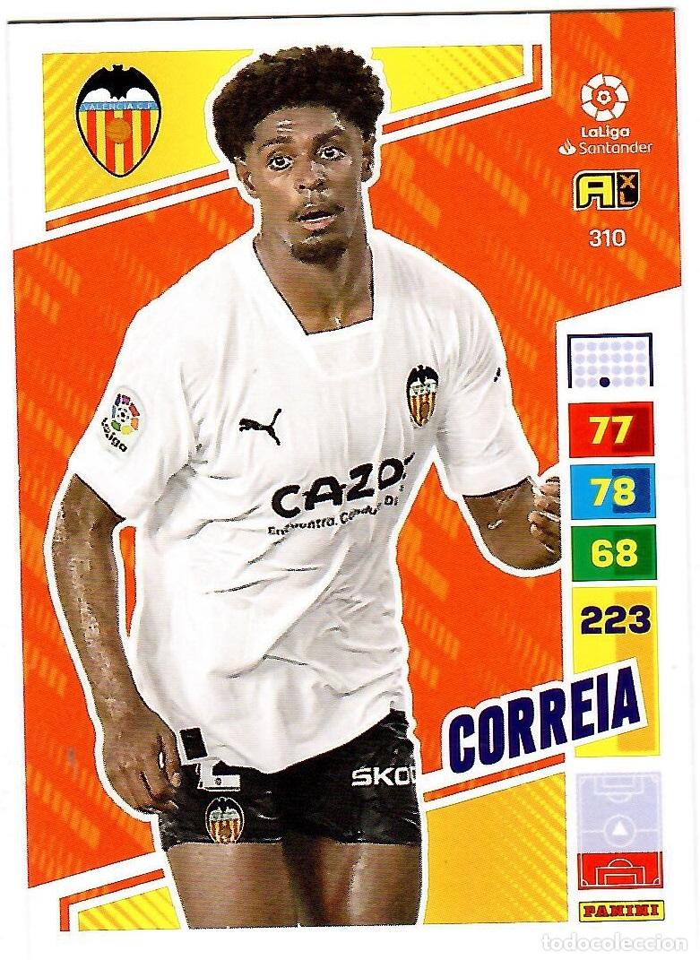 Cromos de f&uacute;tbol: Correia (Valencia), n&ordm; 310: Cromo del album de futbol Adrenalyn 2022-23