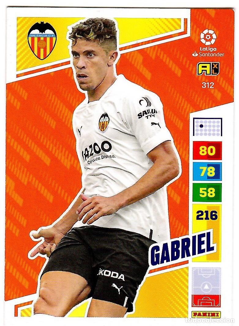 Cromos de f&uacute;tbol: Gabriel (Valencia), n&ordm; 312: Cromo del album de futbol Adrenalyn 2022-23