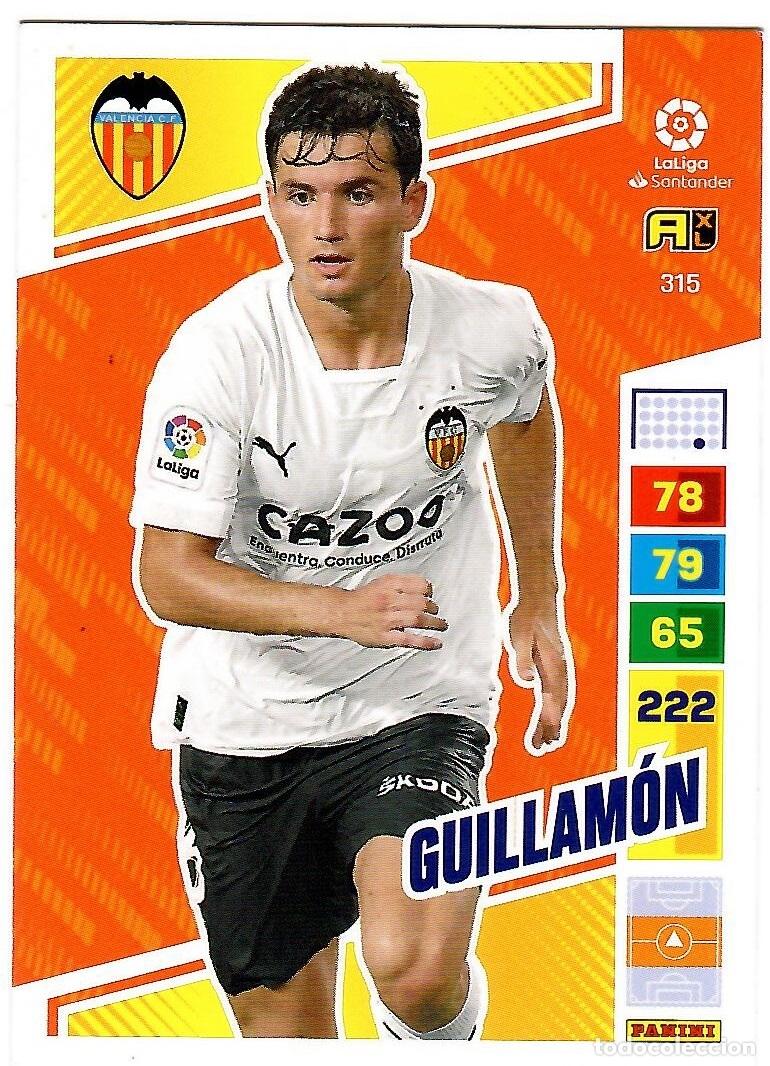 Cromos de f&uacute;tbol: Guillamon (Valencia), n&ordm; 315: Cromo del album de futbol Adrenalyn 2022-23