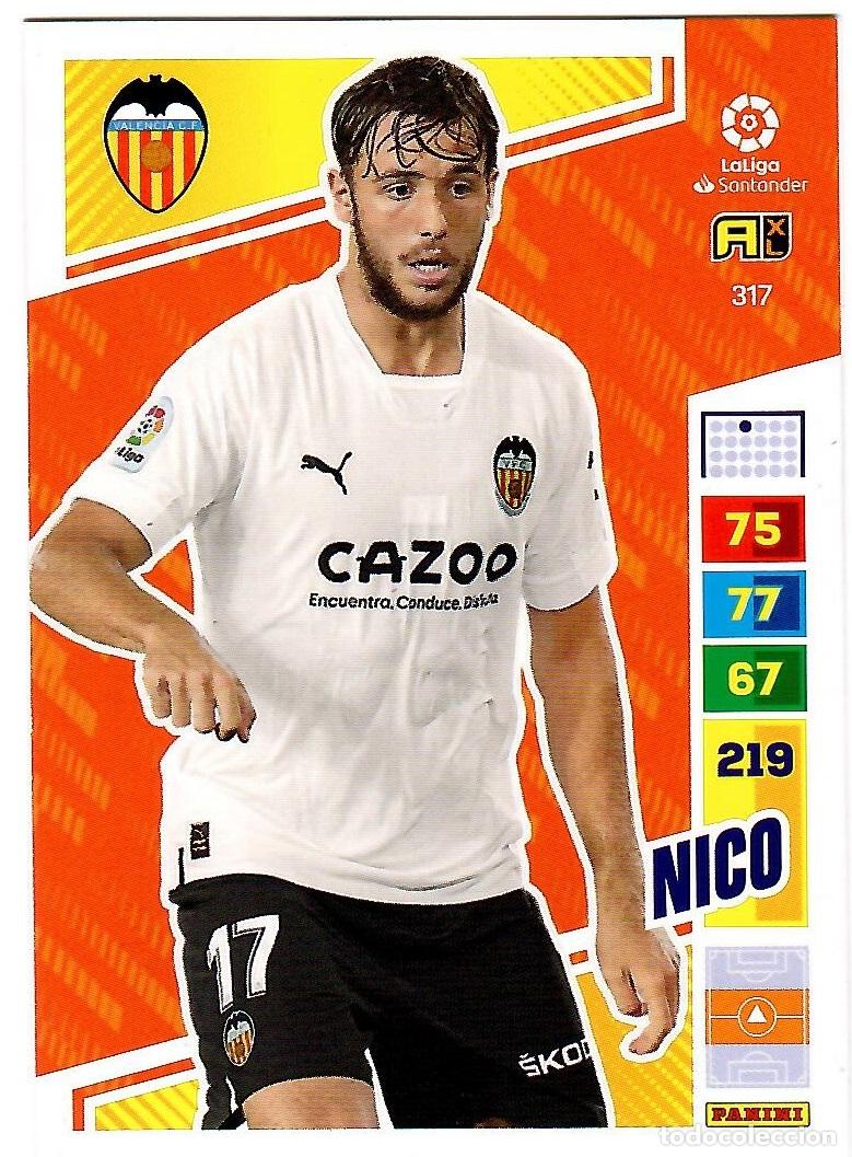 Cromos de f&uacute;tbol: Nico (Valencia), n&ordm; 317: Cromo del album de futbol Adrenalyn 2022-23