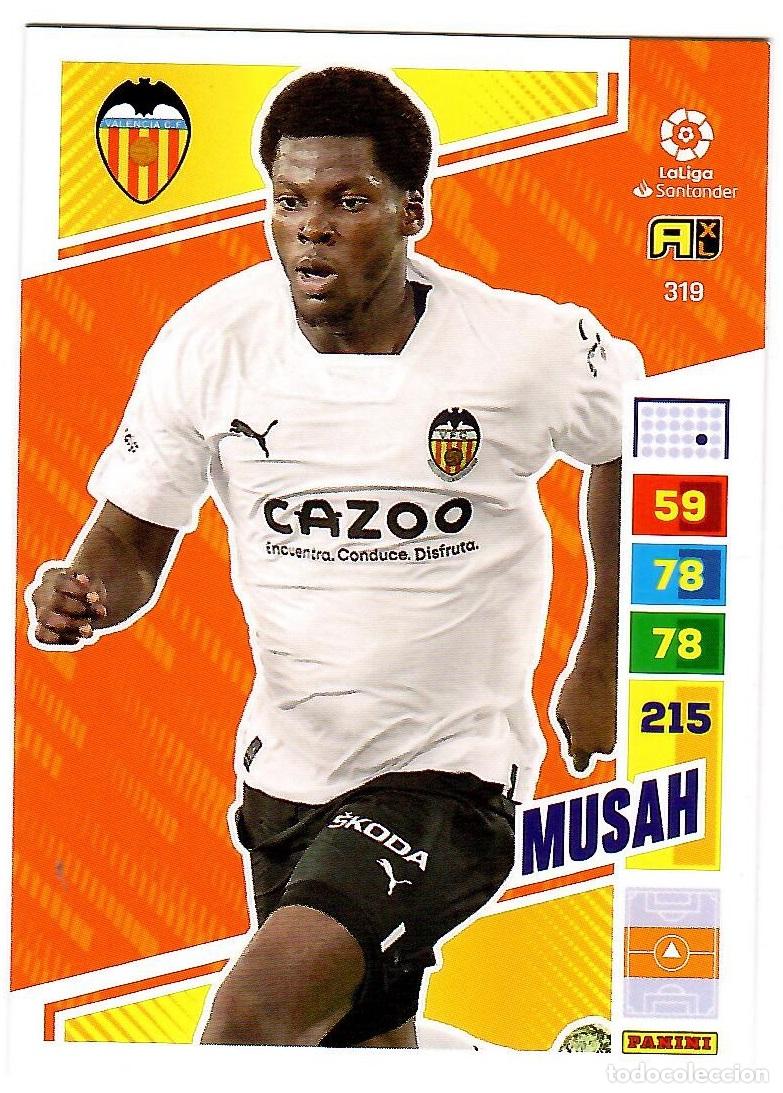 Cromos de f&uacute;tbol: Musah (Valencia), n&ordm; 319: Cromo del album de futbol Adrenalyn 2022-23