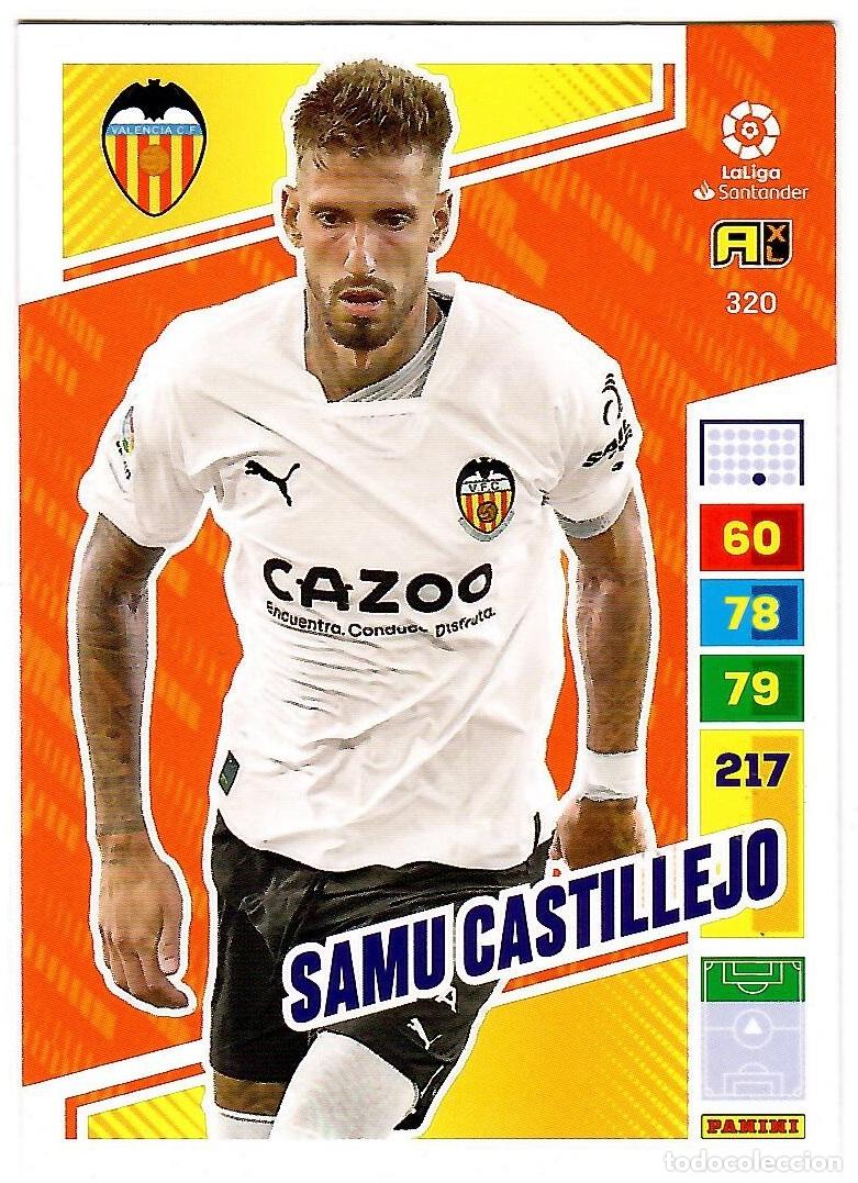 Cromos de f&uacute;tbol: Samu Castillejo (Valencia), n&ordm; 320: Cromo del album de futbol Adrenalyn 2022-23