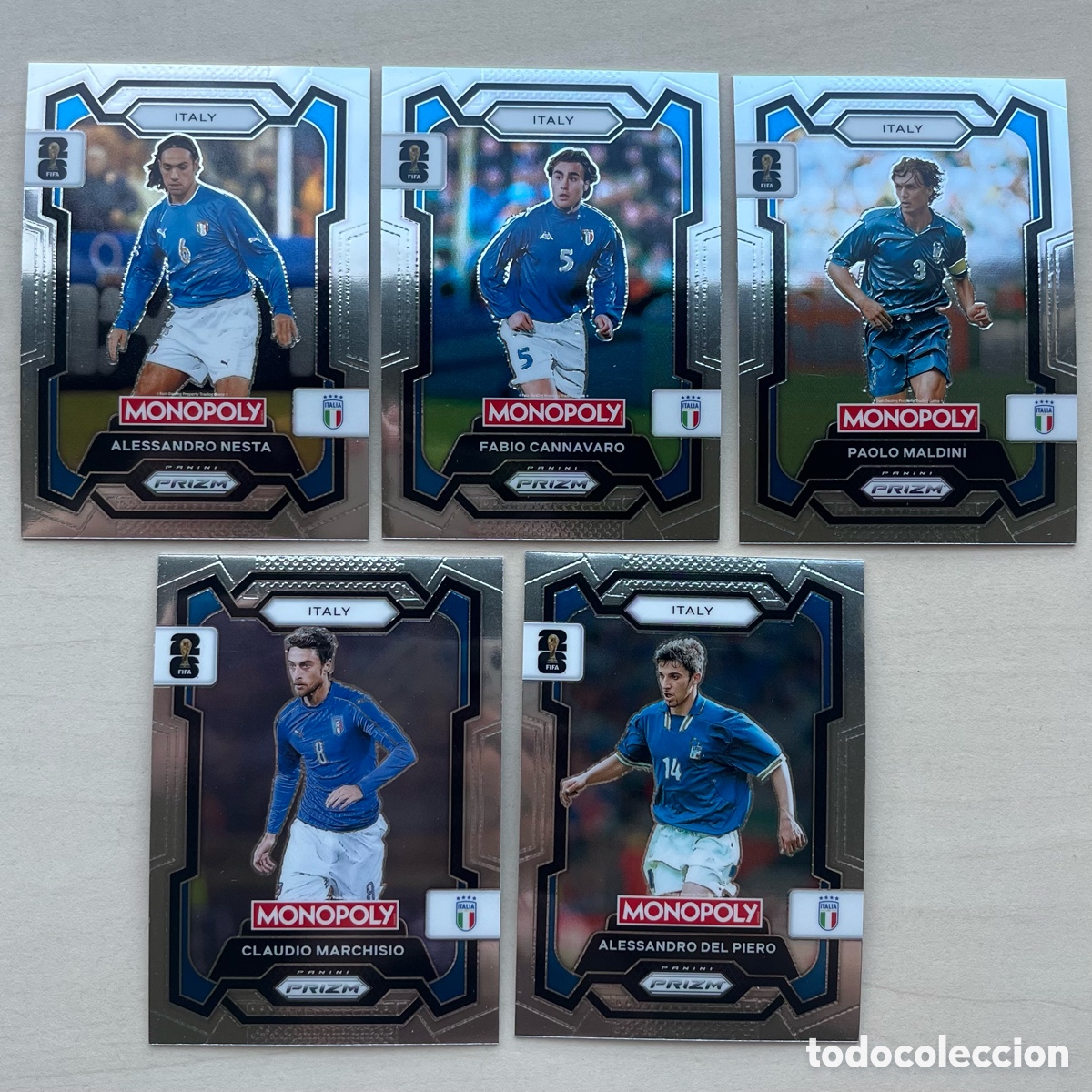 Cromos de f&uacute;tbol: Lote 5 cartas Italia Prizm Monopoly Mundial 2026
