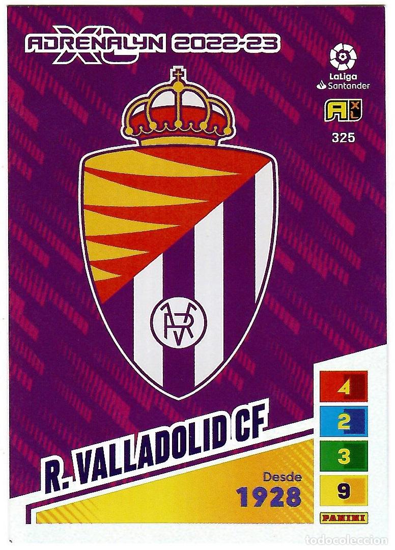 Cromos de f&uacute;tbol: Escudo Valladolid, n&ordm; 325: Cromo del album de futbol Adrenalyn 2022-23