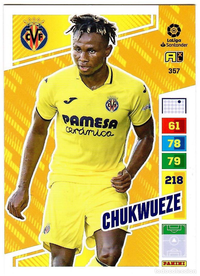 Cromos de f&uacute;tbol: Chukwueze (Villarreal), n&ordm; 357: Cromo del album de futbol Adrenalyn 2022-23