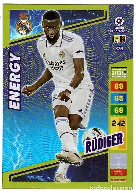 Cromos de f&uacute;tbol: Rudiger (Energy), n&ordm; 376: Cromo del album de futbol Adrenalyn 2022-23