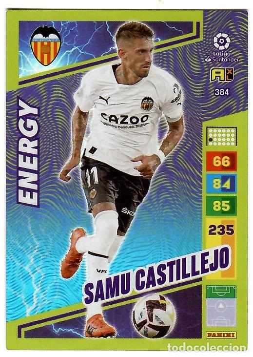 Cromos de f&uacute;tbol: Samu Castillejo (Energy), n&ordm; 384: Cromo del album de futbol Adrenalyn 2022-23
