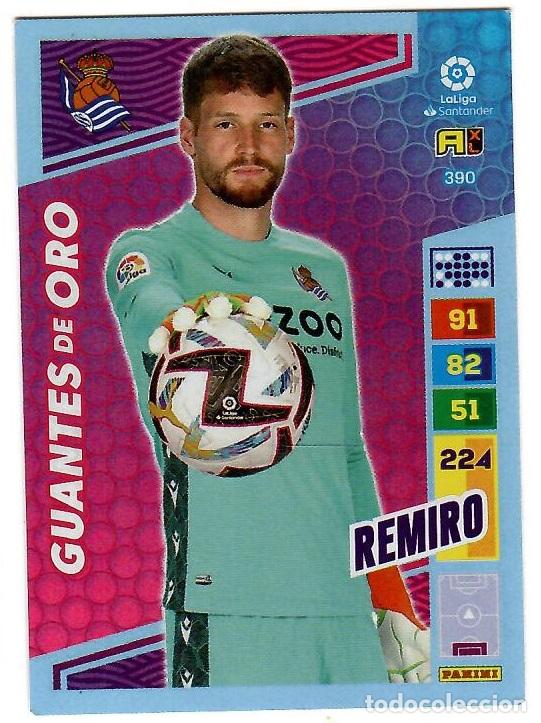 Cromos de f&uacute;tbol: Remiro (Guantes de Oro), n&ordm; 390: Cromo del album de futbol Adrenalyn 2022-23