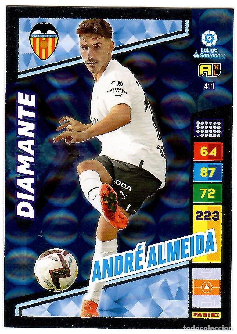 Cromos de f&uacute;tbol: Andre Almeida (Diamante), n&ordm; 411: Cromo del album de futbol Adrenalyn 2022-23