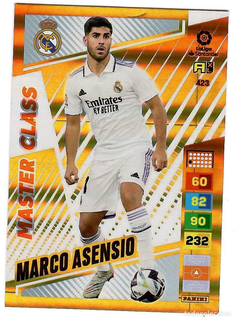 Cromos de f&uacute;tbol: Marco Asensio (Master Class), n&ordm; 423: Cromo del album de futbol Adrenalyn 2022-23