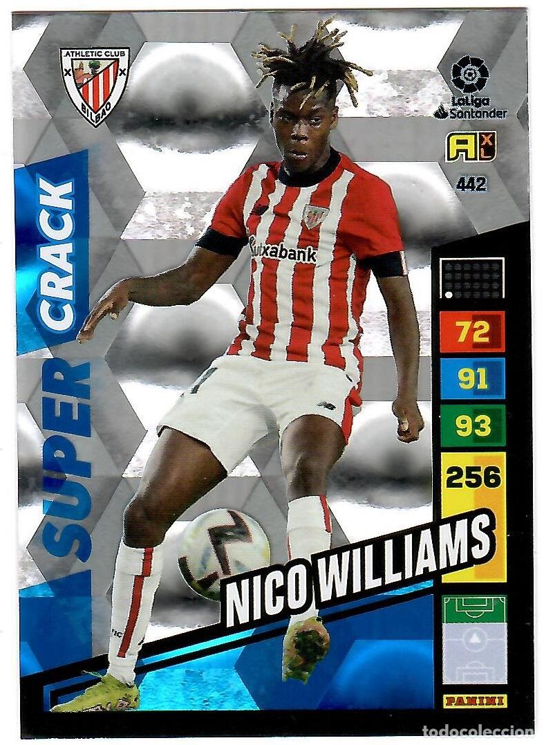 Cromos de f&uacute;tbol: Nico Williams (Super Crack), n&ordm; 442: Cromo del album de futbol Adrenalyn 2022-23