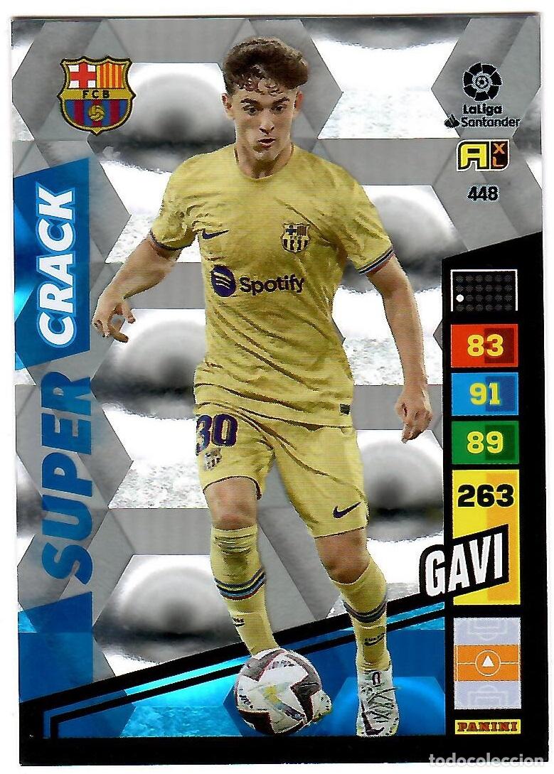 Cromos de f&uacute;tbol: Gavi (Super Crack), n&ordm; 448: Cromo del album de futbol Adrenalyn 2022-23