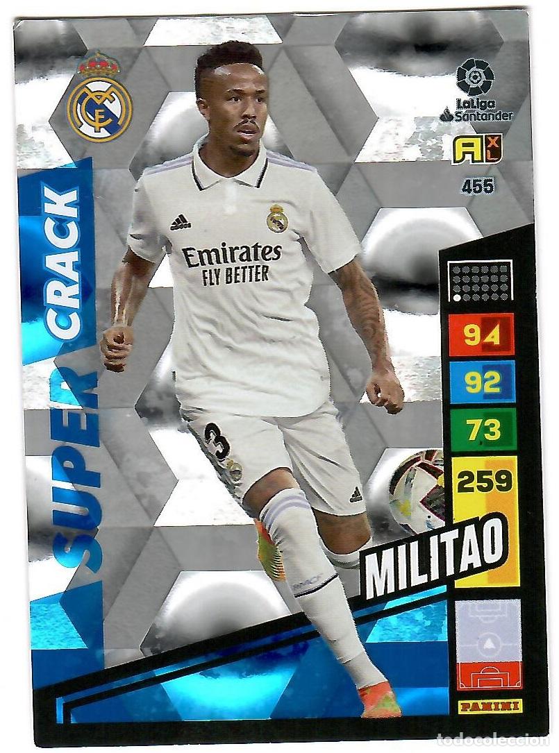 Cromos de f&uacute;tbol: Militao (Super Crack), n&ordm; 455: Cromo del album de futbol Adrenalyn 2022-23