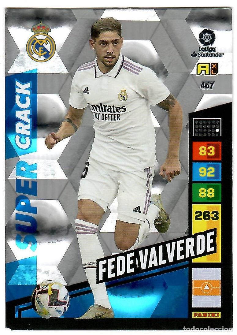 Cromos de f&uacute;tbol: Fede Valverde (Super Crack), n&ordm; 457: Cromo del album de futbol Adrenalyn 2022-23