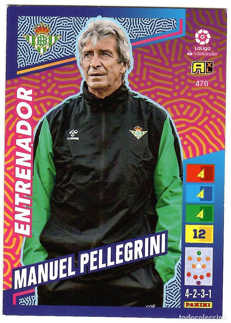 Cromos de f&uacute;tbol: Manuel Pellegrini (Entrenador), n&ordm; 476: Cromo del album de futbol Adrenalyn 2022-23