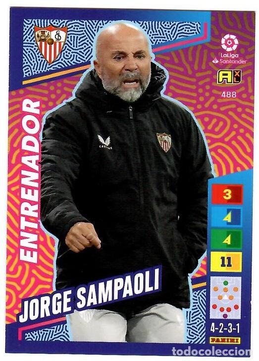 Cromos de f&uacute;tbol: Jorge Sampaoli (Entrenador), n&ordm; 488: Cromo del album de futbol Adrenalyn 2022-23