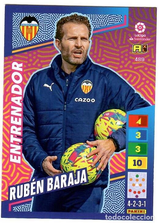 Cromos de f&uacute;tbol: Ruben Baraja (Entrenador), n&ordm; 489: Cromo del album de futbol Adrenalyn 2022-23