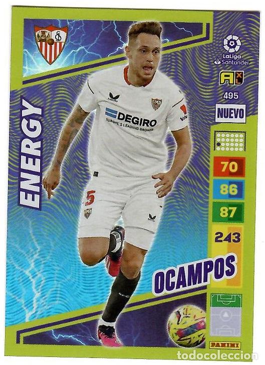 Cromos de f&uacute;tbol: Ocampos (Nuevo Energy), n&ordm; 495: Cromo del album de futbol Adrenalyn 2022-23