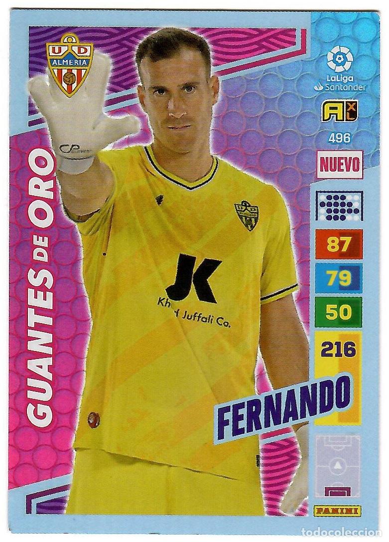Cromos de f&uacute;tbol: Fernando (Nuevo Guantes de Oro), n&ordm; 496: Cromo del album de futbol Adrenalyn 2022-23