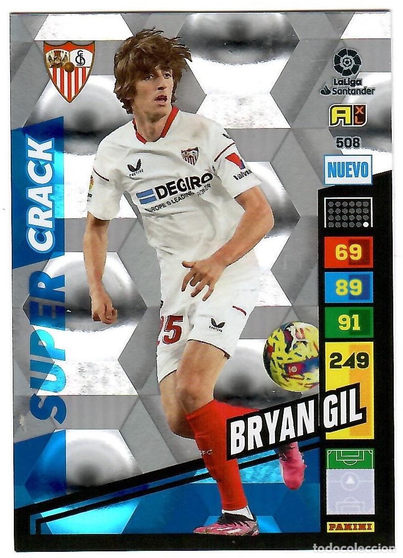 Cromos de f&uacute;tbol: Bryan Gil (Nuevo Super Crack), n&ordm; 508: Cromo del album de futbol Adrenalyn 2022-23