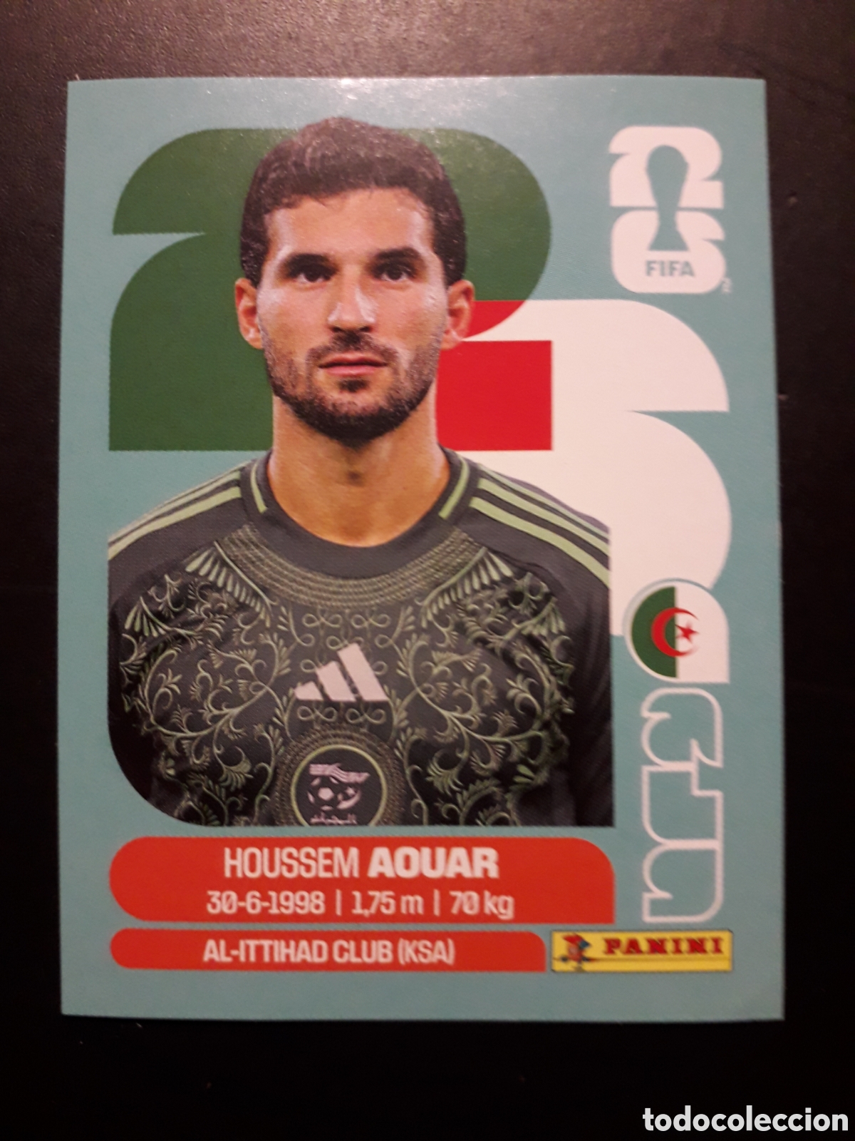 Cromos de f&uacute;tbol: AOUAR ARGELIA ALG 9 MUNDIAL F&Uacute;TBOL 2026 FIFA WORLD CUP PANINI SIN PEGAR PEDIDO M&Iacute;NIMO 3&euro;