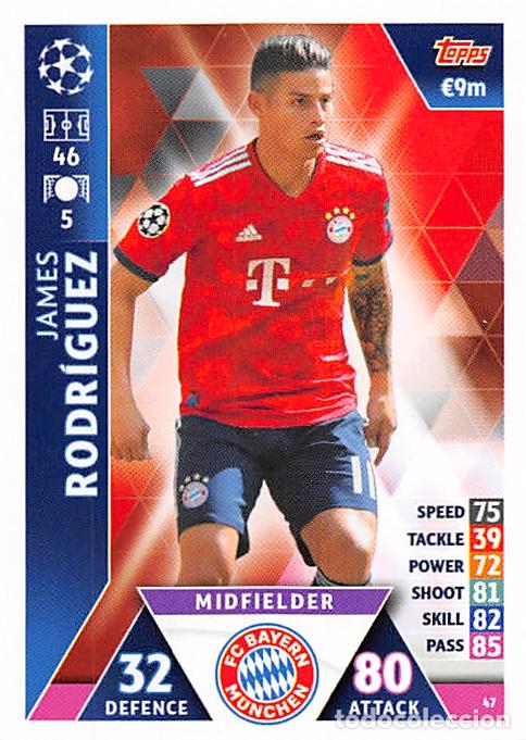 Cartes &agrave; collectionner de Football: TOPPS MATCH ATTAX UCL (EDICION INDIA) 18/19 2018/2019 #47 JAMES RODRIGUEZ (BAYERN MUNCHEN)