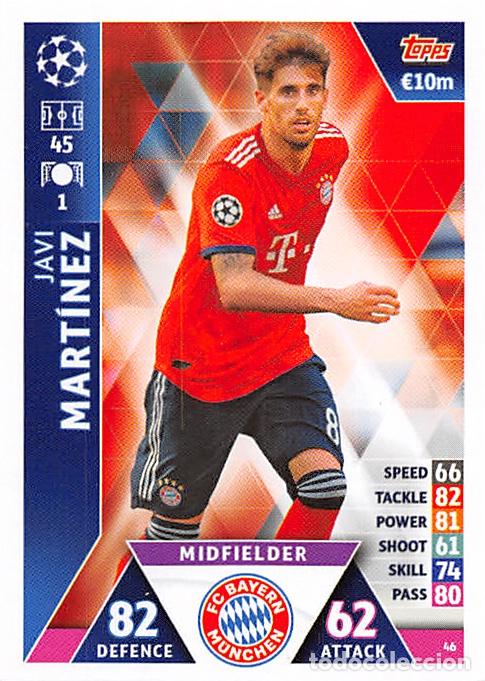 Cartes &agrave; collectionner de Football: TOPPS MATCH ATTAX UCL (EDICION INDIA) 18/19 2018/2019 #46 JAVI MARTINEZ (BAYERN MUNCHEN)