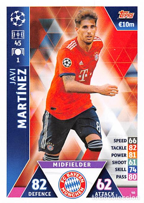 Cartes &agrave; collectionner de Football: TOPPS MATCH ATTAX UCL (EDICION INDIA) 18/19 2018/2019 #46 JAVI MARTINEZ (BAYERN MUNCHEN)