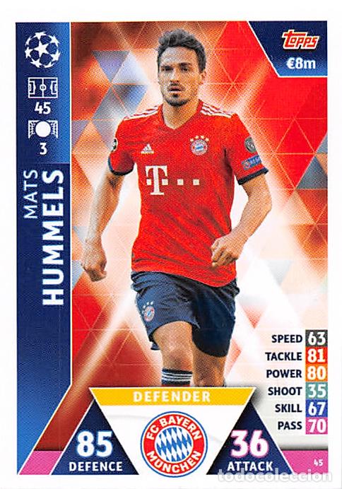 Cartes &agrave; collectionner de Football: TOPPS MATCH ATTAX UCL (EDICION INDIA) 18/19 2018/2019 #45 MATS HUMMELS (BAYERN MUNCHEN)