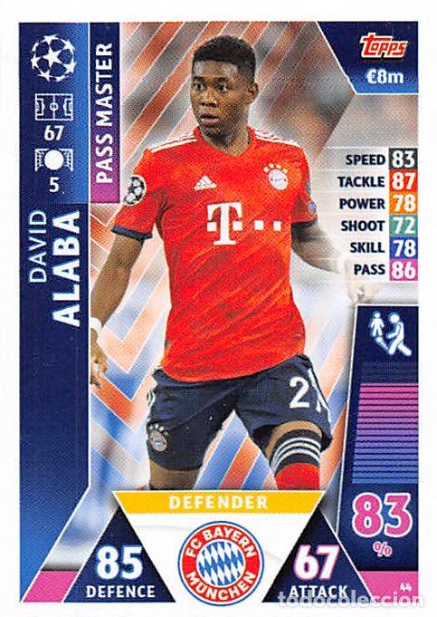 Cartes &agrave; collectionner de Football: TOPPS MATCH ATTAX UCL (EDICION INDIA) 18/19 2018/2019 #44 DAVID ALABA (BAYERN MUNCHEN)