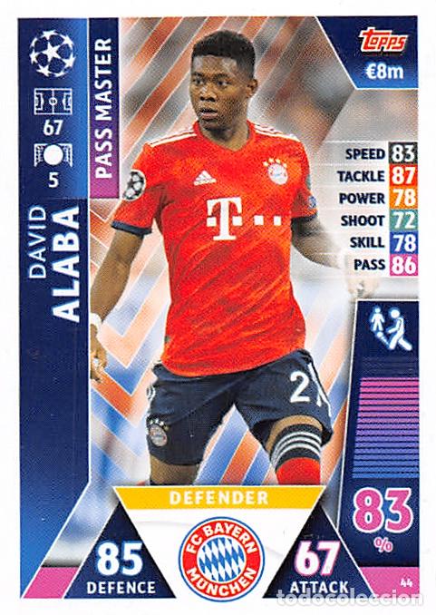 Cartes &agrave; collectionner de Football: TOPPS MATCH ATTAX UCL (EDICION INDIA) 18/19 2018/2019 #44 DAVID ALABA (BAYERN MUNCHEN)