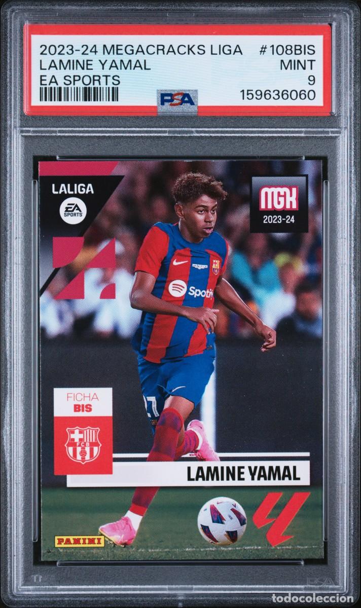 Cromos de f&uacute;tbol: Rookie Lamine Yamal #108BIS FC Barcelona Panini Megacracks 2023 24 PSA 9