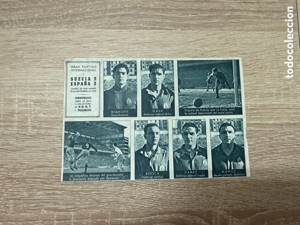 Fu&szlig;ball-Sticker: 1953 Kubala Ramallets Mu&ntilde;oz hija completa sin cortar Bruguera